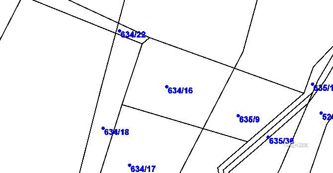 Parcela st. 634/16 v KÚ Ostrata, Katastrální mapa