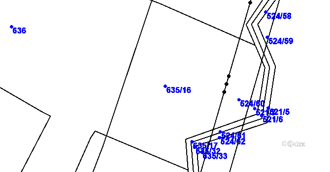Parcela st. 635/16 v KÚ Ostrata, Katastrální mapa