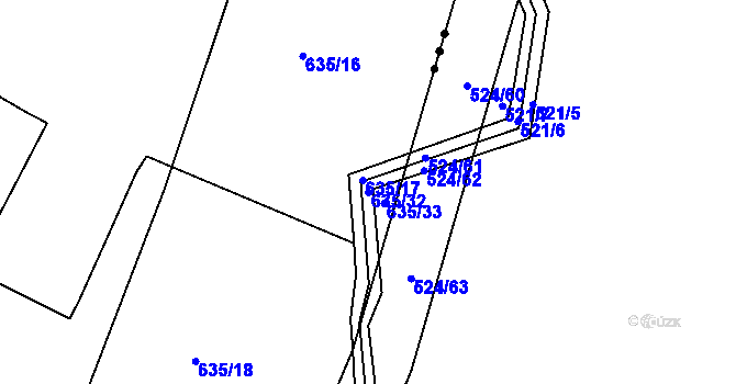 Parcela st. 635/32 v KÚ Ostrata, Katastrální mapa