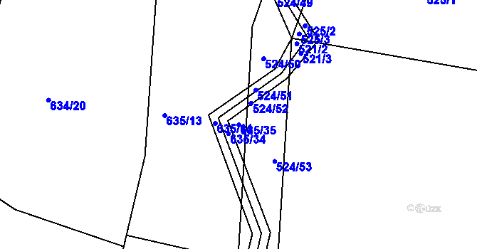 Parcela st. 635/35 v KÚ Ostrata, Katastrální mapa