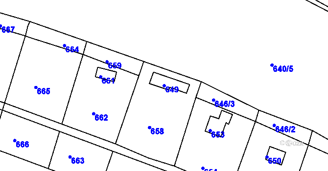 Parcela st. 649 v KÚ Ostrata, Katastrální mapa