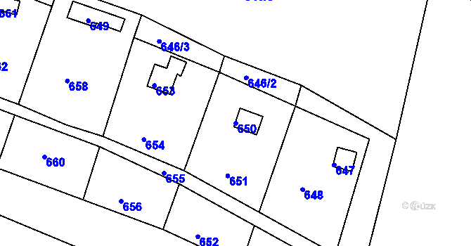 Parcela st. 650 v KÚ Ostrata, Katastrální mapa