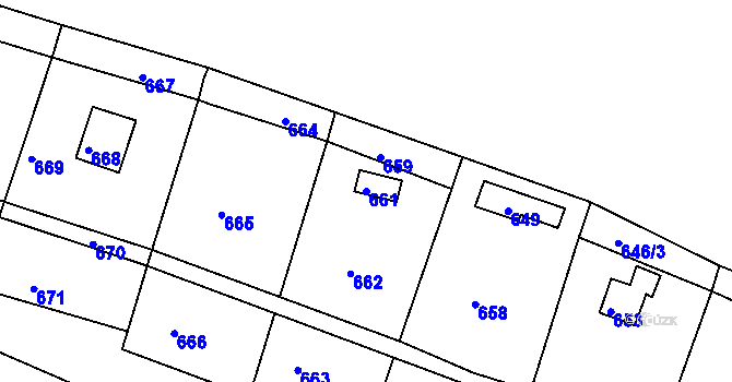 Parcela st. 661 v KÚ Ostrata, Katastrální mapa