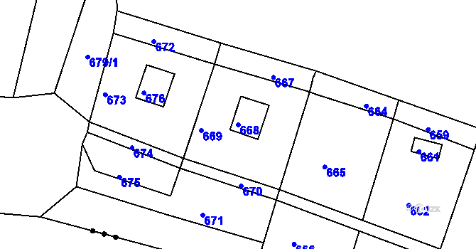 Parcela st. 668 v KÚ Ostrata, Katastrální mapa