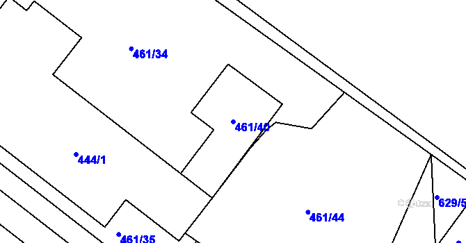Parcela st. 461/40 v KÚ Ostrata, Katastrální mapa