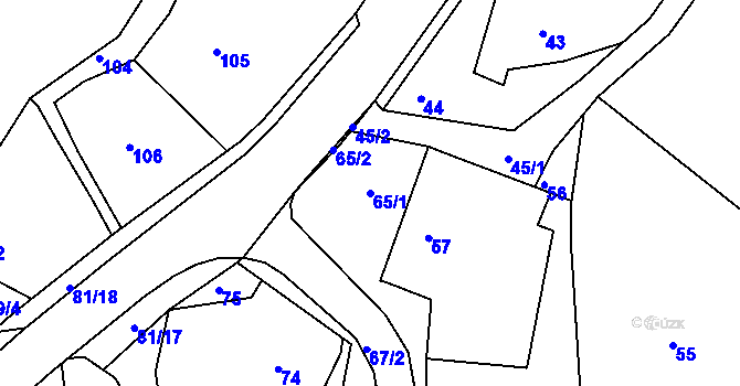 Parcela st. 65/1 v KÚ Ostrata, Katastrální mapa