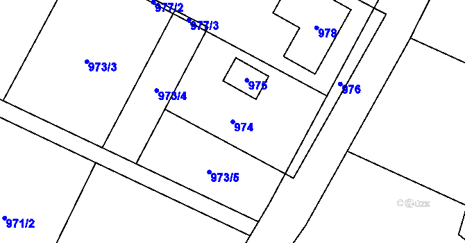 Parcela st. 974 v KÚ Ostrata, Katastrální mapa