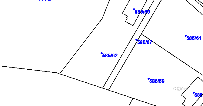 Parcela st. 585/62 v KÚ Ostrata, Katastrální mapa