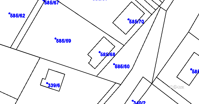 Parcela st. 585/68 v KÚ Ostrata, Katastrální mapa