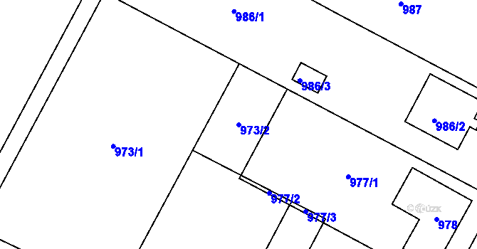 Parcela st. 973/2 v KÚ Ostrata, Katastrální mapa