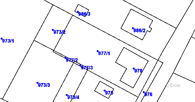 Parcela st. 977/1 v KÚ Ostrata, Katastrální mapa