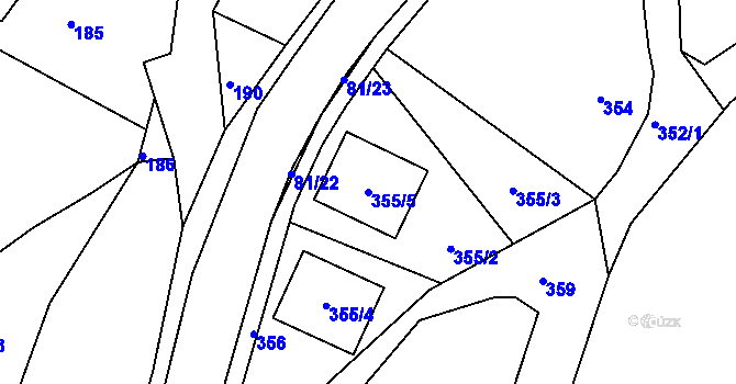 Parcela st. 355/5 v KÚ Ostrata, Katastrální mapa