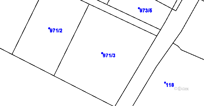 Parcela st. 971/3 v KÚ Ostrata, Katastrální mapa