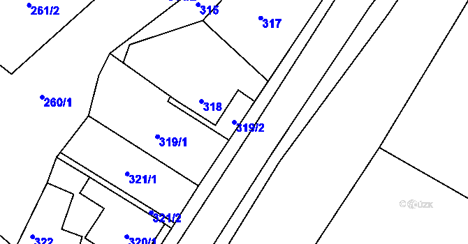 Parcela st. 319/2 v KÚ Ostrata, Katastrální mapa