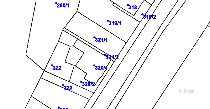 Parcela st. 321/2 v KÚ Ostrata, Katastrální mapa