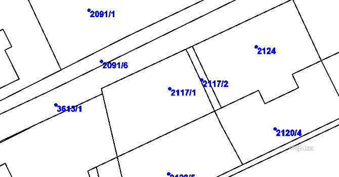 Parcela st. 2117/1 v KÚ Moravská Ostrava, Katastrální mapa