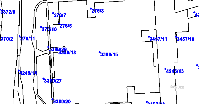 Parcela st. 3380/15 v KÚ Moravská Ostrava, Katastrální mapa