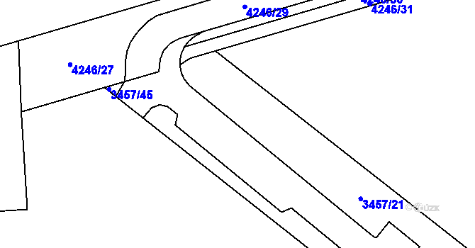 Parcela st. 3457/21 v KÚ Moravská Ostrava, Katastrální mapa