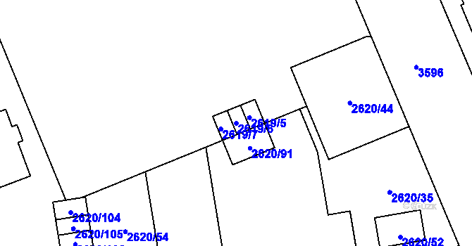 Parcela st. 2619/6 v KÚ Moravská Ostrava, Katastrální mapa