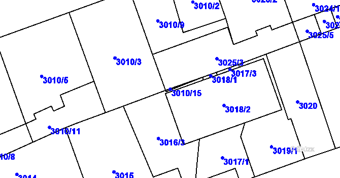 Parcela st. 3010/15 v KÚ Moravská Ostrava, Katastrální mapa