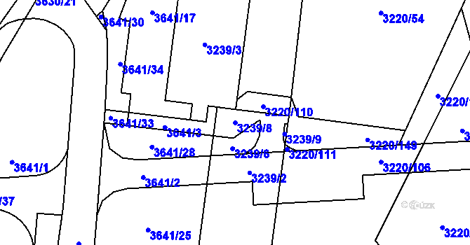 Parcela st. 3239/8 v KÚ Moravská Ostrava, Katastrální mapa