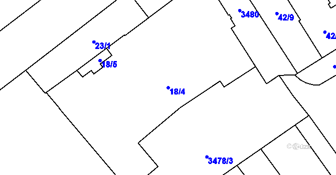 Parcela st. 18/4 v KÚ Moravská Ostrava, Katastrální mapa