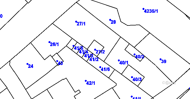 Parcela st. 27/2 v KÚ Moravská Ostrava, Katastrální mapa