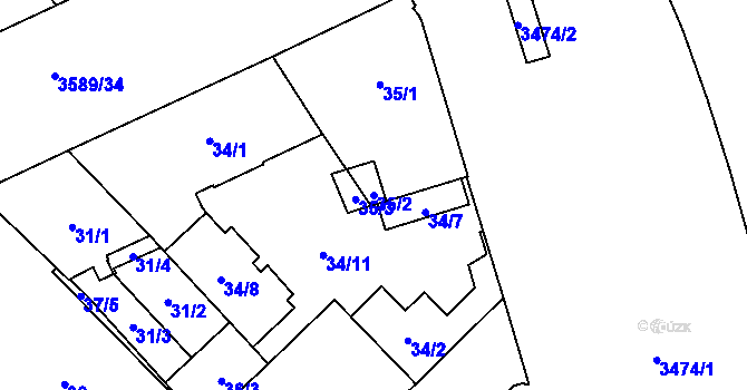 Parcela st. 35/2 v KÚ Moravská Ostrava, Katastrální mapa