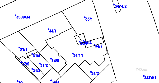Parcela st. 35/3 v KÚ Moravská Ostrava, Katastrální mapa