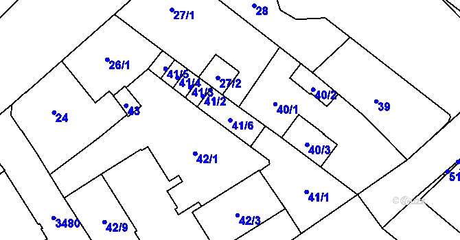 Parcela st. 41/6 v KÚ Moravská Ostrava, Katastrální mapa
