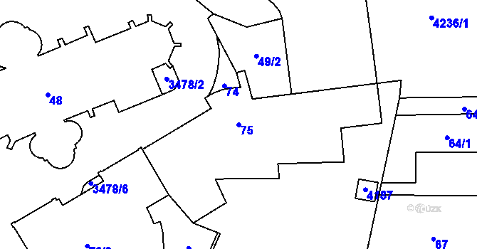 Parcela st. 75 v KÚ Moravská Ostrava, Katastrální mapa