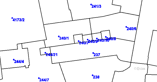 Parcela st. 240/7 v KÚ Moravská Ostrava, Katastrální mapa