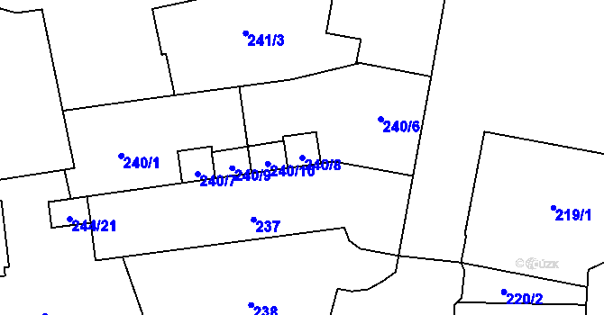 Parcela st. 240/8 v KÚ Moravská Ostrava, Katastrální mapa