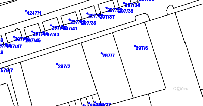 Parcela st. 297/7 v KÚ Moravská Ostrava, Katastrální mapa