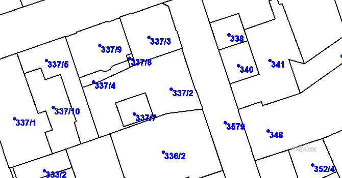 Parcela st. 337/2 v KÚ Moravská Ostrava, Katastrální mapa