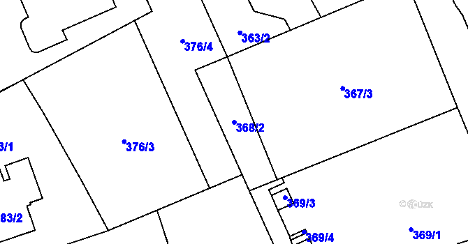 Parcela st. 368/2 v KÚ Moravská Ostrava, Katastrální mapa
