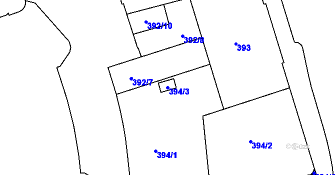 Parcela st. 394/3 v KÚ Moravská Ostrava, Katastrální mapa