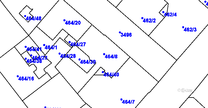 Parcela st. 464/8 v KÚ Moravská Ostrava, Katastrální mapa