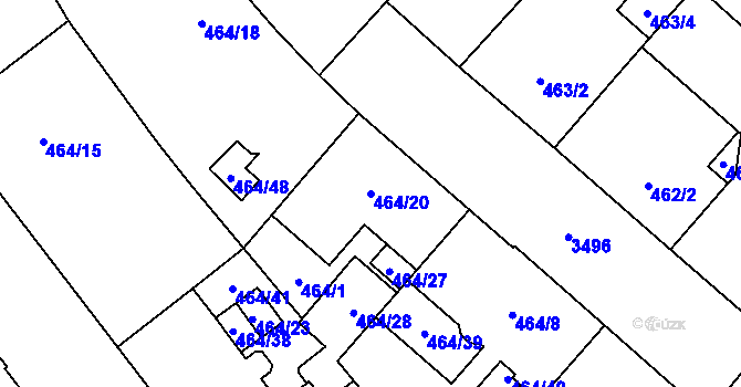 Parcela st. 464/20 v KÚ Moravská Ostrava, Katastrální mapa