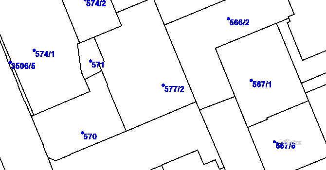 Parcela st. 577/2 v KÚ Moravská Ostrava, Katastrální mapa