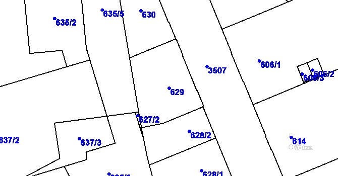 Parcela st. 629 v KÚ Moravská Ostrava, Katastrální mapa