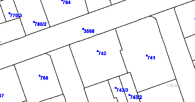 Parcela st. 742 v KÚ Moravská Ostrava, Katastrální mapa