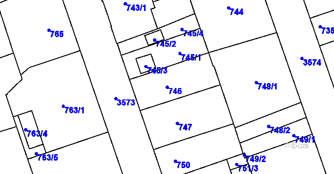 Parcela st. 746 v KÚ Moravská Ostrava, Katastrální mapa