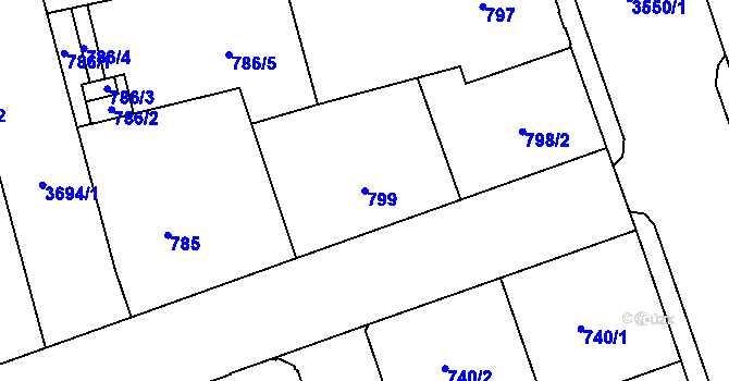 Parcela st. 799 v KÚ Moravská Ostrava, Katastrální mapa