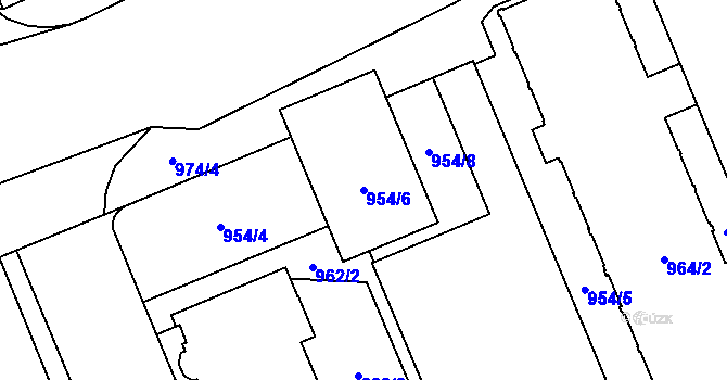 Parcela st. 954/6 v KÚ Moravská Ostrava, Katastrální mapa
