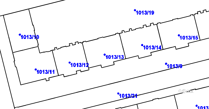 Parcela st. 1013/13 v KÚ Moravská Ostrava, Katastrální mapa