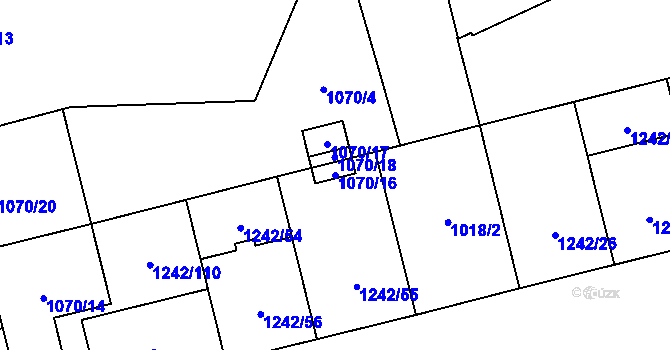 Parcela st. 1070/16 v KÚ Moravská Ostrava, Katastrální mapa