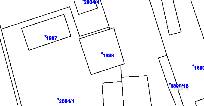 Parcela st. 1998 v KÚ Moravská Ostrava, Katastrální mapa