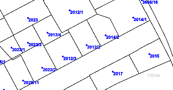 Parcela st. 2012/2 v KÚ Moravská Ostrava, Katastrální mapa