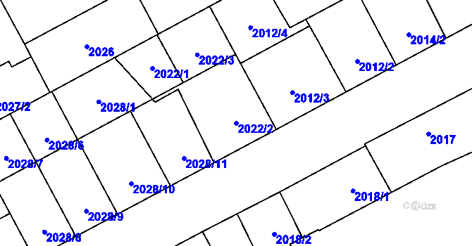 Parcela st. 2022/2 v KÚ Moravská Ostrava, Katastrální mapa